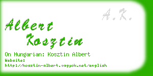 albert kosztin business card